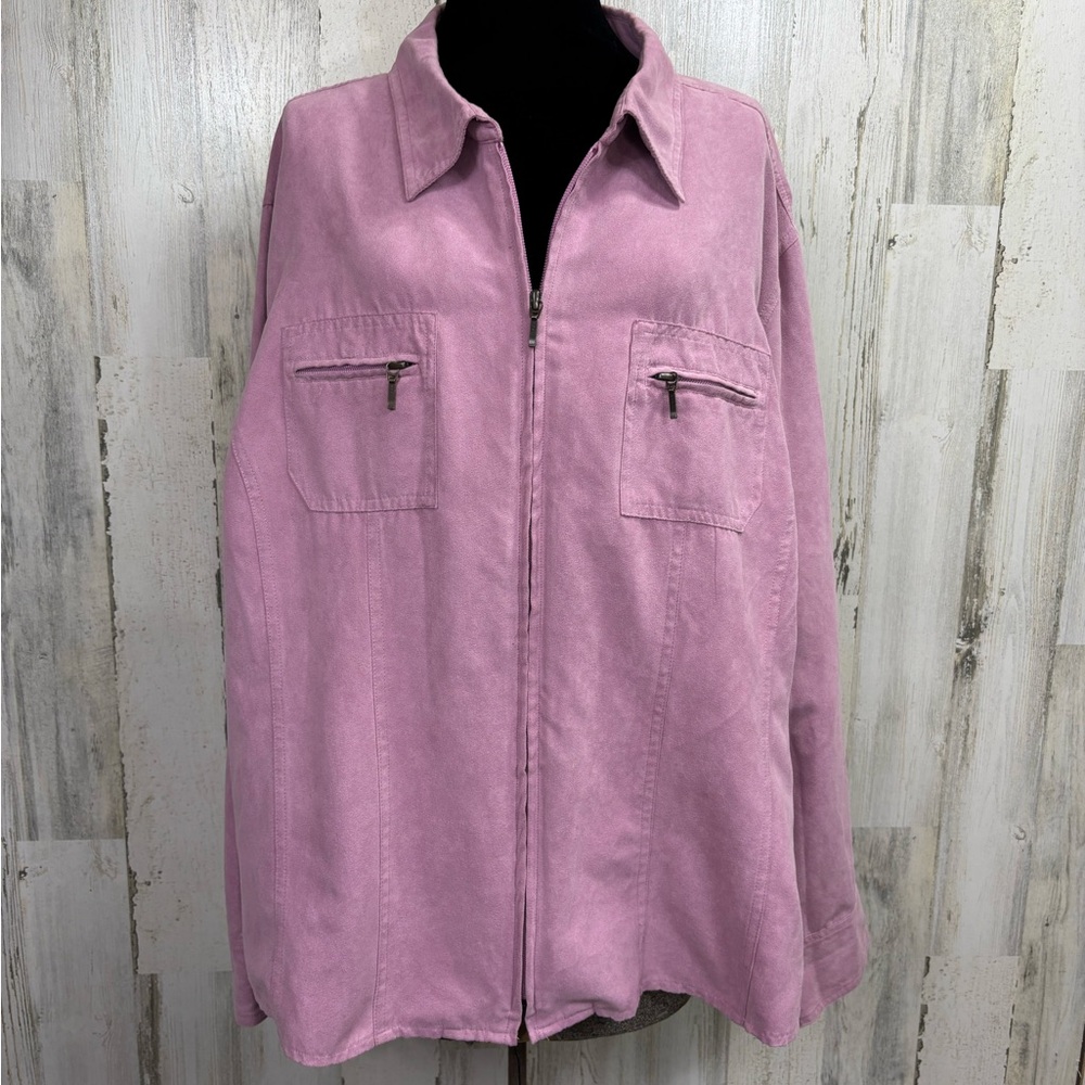 Cato Plus Size Zip‎ Front Pink Microsuede Jacket